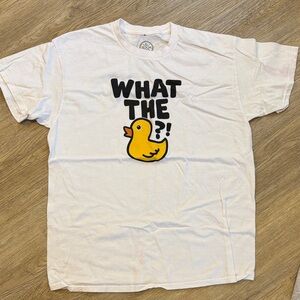White Graphic Tee with Duck Print